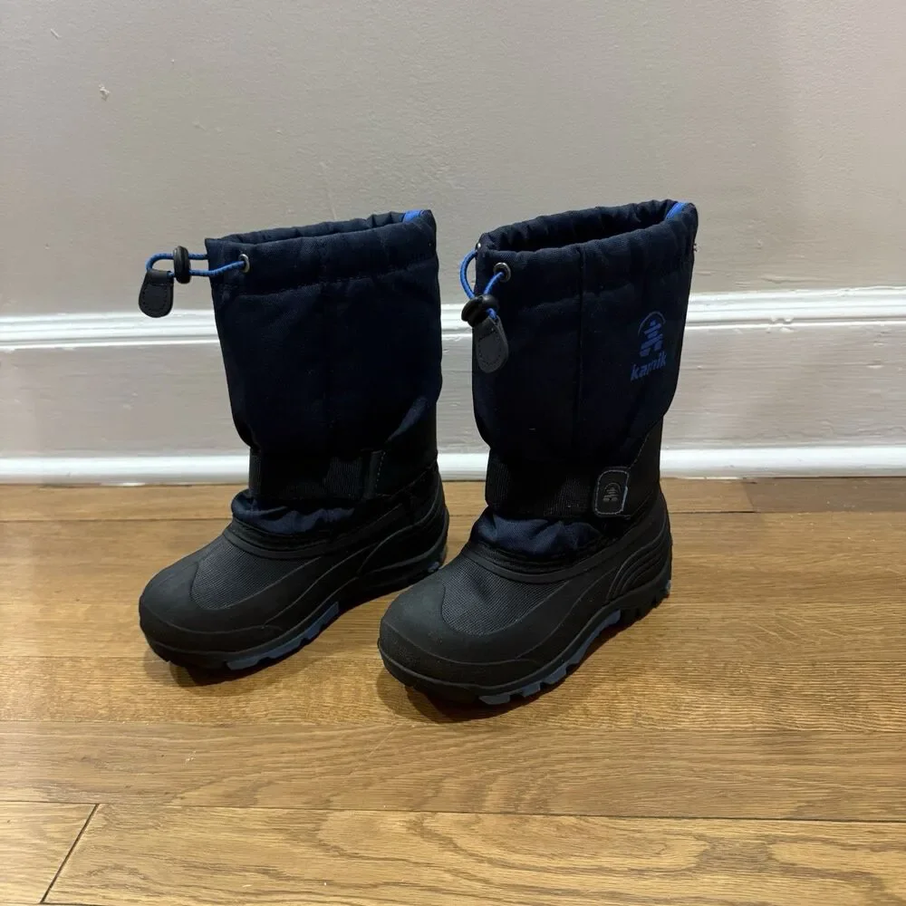 Kamik Kids Waterproof Insulated Ski Winter Snow Boots Navy Blue Black Sz 13